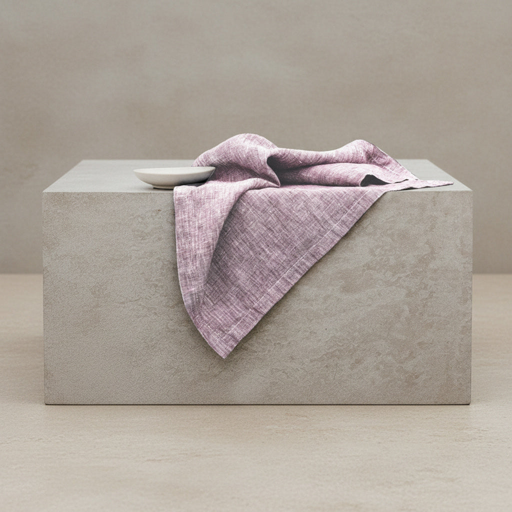 Vivian Blush Pink Linen Napkin in Lavender Mauve | natural fabric, caramel, brown napkins