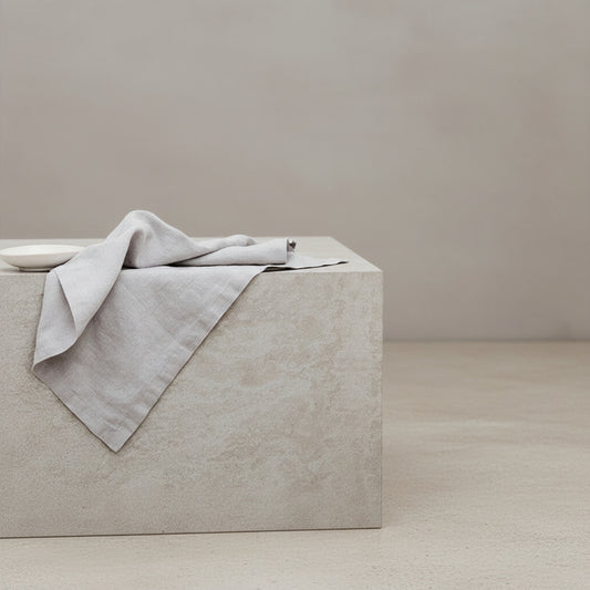 Vivian Dove Gray Linen Napkin in Warm Linen | natural fabric, caramel, brown napkins