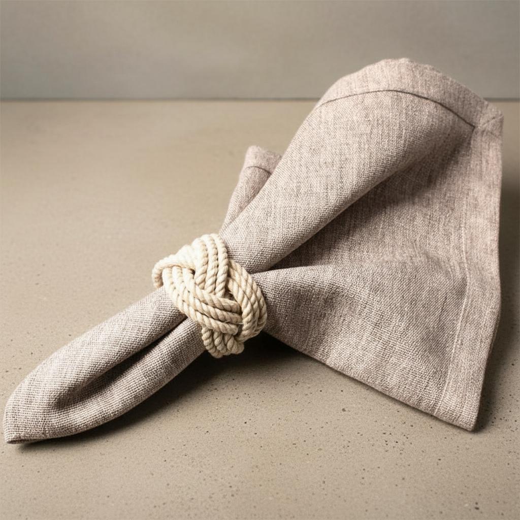 Wendy Napkin Ring - lifestyle shot | table decor, hemp rope, natural