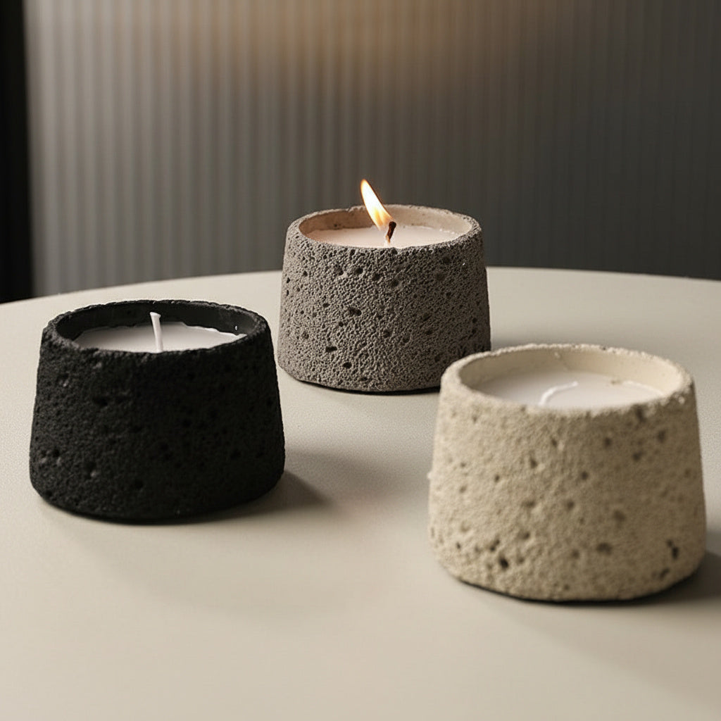 Winifred Candle - detail view | concrete, candle accessories, scandinavian