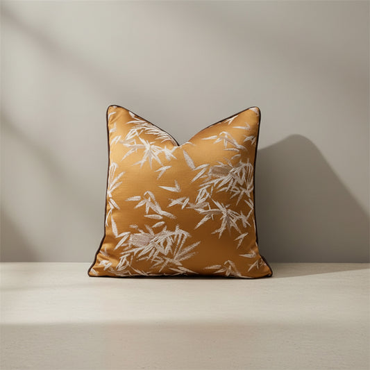 Zelda Golden Bamboo Cushion Cover - bamboo in Warm Camel | living room, golden, soft fabric