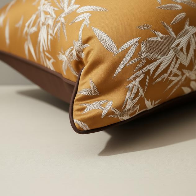Zelda Golden Bamboo Cushion Cover - detail view | living room, golden, soft fabric