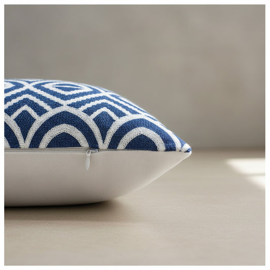 Zoe Cushion Cover in Navy Blue, Navy Blue | chinese style, bedroom decor, soft fabric